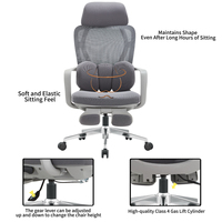 Chaise de bureau pivotante moderne pour gaming, chaise de direction ergonomique en maille grise avec appui-tête 2D réglable en hauteur et soutien lombaire rembourré, idéale pour les hôpitaux