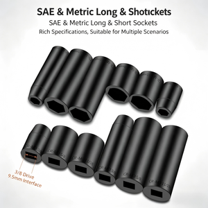 50 Pc 3/8 In Drive Metric And Imperial <b>Socket</b> Set With <b>Extension</b> Bar And Ratchet For Automotive Repair - Product Image 4