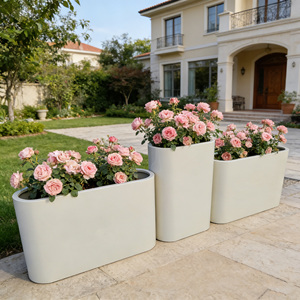 Vaso Ovale Grande Bianco Versatile Stile Shabby Chic <span class=keywords><strong>per</strong></span> <span class=keywords><strong>Piante</strong></span> <span class=keywords><strong>Grasse</strong></span> e Tropicale, Vaso da Fiori Alto Verniciato a Polvere - Vendita all'Ingrosso - Product Image 1