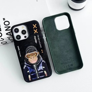 Coque de téléphone portable brodée avec cadre métallique et motif animal mignon - Product Image 1