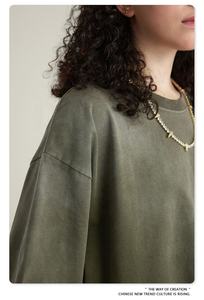 T-shirts Streetwear personnalisés pour femmes tricotés 100% coton délavé couleurs dégradées respirant doux anti-rétrécissement - Product Image 2