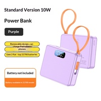 Kit Power Bank DIY 2 Sel 21700 Penutup Geser Tanpa Solder Pengisian Cepat 22.5W Kabel Terintegrasi dengan Layar Digital