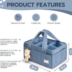 Organisateur de couches pour bébé, panier de rangement pour couches et lingettes, <span class=keywords><strong>sac</strong></span> de rangement portable pour couches avec décorations d'ours - Product Image 6