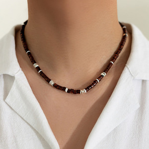 NW1012 Boho Bohemio Unisex Puka Surfer Collar Cáscara de coco Madera Heishi Disco Gargantilla con cuentas Collar - Product Image 6