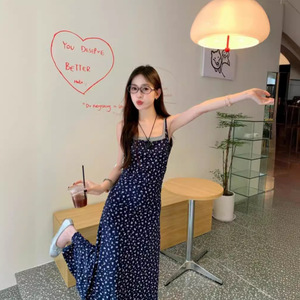 Faux Two Piece Color Blocked Floral Print Slip Dress Women Summer 2025 Slim Fit A Line Skirt Full Skirt Daily Leisure Wear - Product Image 4