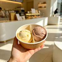 Custom Premium Single Wall Recyclable Disposable Multi-Compartment Snack Bowl Froyo Ice Cream Container with Paper Cups Divider