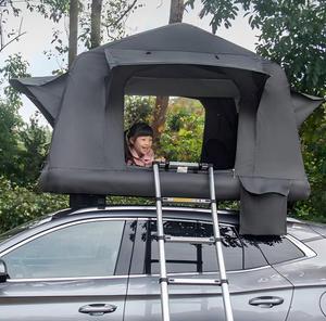 Tente de toit de voiture noire pour le <span class=keywords><strong>camping</strong></span> en plein air, tente RTT en toile pour 3 à 4 personnes, matelas pneumatique <span class=keywords><strong>gonflable</strong></span> pour le <span class=keywords><strong>camping</strong></span> sur le toit - Product Image 1