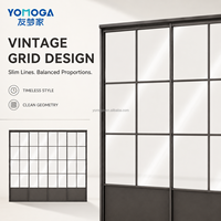 Puerta Divisoria de Habitaciones de Vidrio y Aluminio de 4 Paneles Corredizos para Uso Interior en Villas, Apartamentos, Hospitales y Hoteles