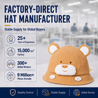Sombrero de Pescador de Pana para Bebés con Logotipo Personalizado, Diseño 3D de Cara de Oso, Etiqueta Privada OEM, para Niños, Tiendas Boutique