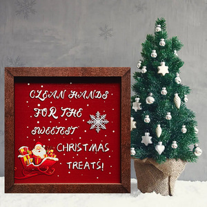 Christmas decorative painting, Santa Claus, wooden <b>framed</b> ornament, festive scene, English home wall hanging. - Product Image 2