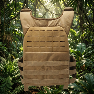 Adjustable Tactical <b>Weighted</b> Vest Oxford Material Fitness <b>Training</b> Outdoor Running Strength Workout Gear Brown Color - Product Image 4