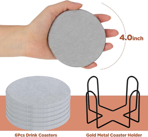 Posavasos de <span class=keywords><strong>piedra</strong></span> gris <span class=keywords><strong>oscuro</strong></span> de 3,93 pulgadas con tierra de diatomeas absorbente, posavasos redondos de secado instantáneo para bebidas, decoración moderna para el hogar - Product Image 2