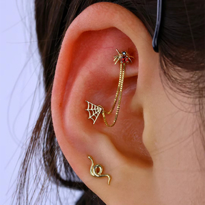 Calendo Cadena <span class=keywords><strong>de</strong></span> Oro Sólido <span class=keywords><strong>de</strong></span> 14K Personalizada para Piercing, Regalo <span class=keywords><strong>de</strong></span> Boda - Pendiente Sexy para Piercing Doble en Pezón, Hélix, Nariz - Product Image 4