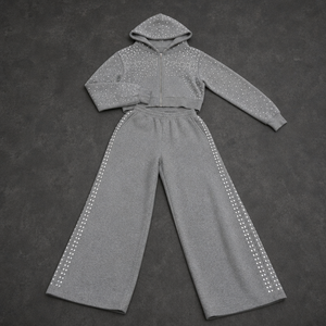 Ensemble sweat-shirt et jogging en coton 100% avec logo en strass, design personnalisé, imprimé décontracté d'automne, grandes tailles, sweats à capuche pour hommes - Product Image 1