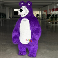 Costume de mascotte gonflable violet, Fursuit personnalisé, peluche longue et fourrureuse pour adulte, cosplay d'anime