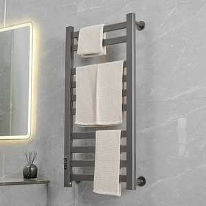 Sèche-serviettes électrique en acier inoxydable pour salle de bain avec minuterie intégrée, radiateur chauffant pour serviettes - Product Image 4