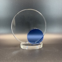 Plaque en cristal ronde personnalisée pour récompense de leadership avec base ovale