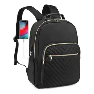 Laptop Backpack Two Zippered Computer Bag Laptop Backpack With USB Bagpack Charging Port