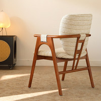 Chaise de salle à manger Youshu en bois de frêne, style médiéval et nouveau chinois, avec système tout-en-un à tenons et mortaises, revêtement en tissu, pour usage domestique et hôtelier