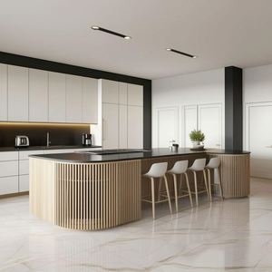 Juegos completos de gabinetes de cocina Isola Cucina modernos de diseño personalizado con acabado de laca de grifo para aplicaciones de comedor - Product Image 1