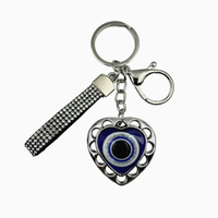 Pendentif œil porte-bonheur circulaire scintillant entièrement orné de strass avec pompons, ornement suspendu de haute qualité, porte-clés le plus vendu