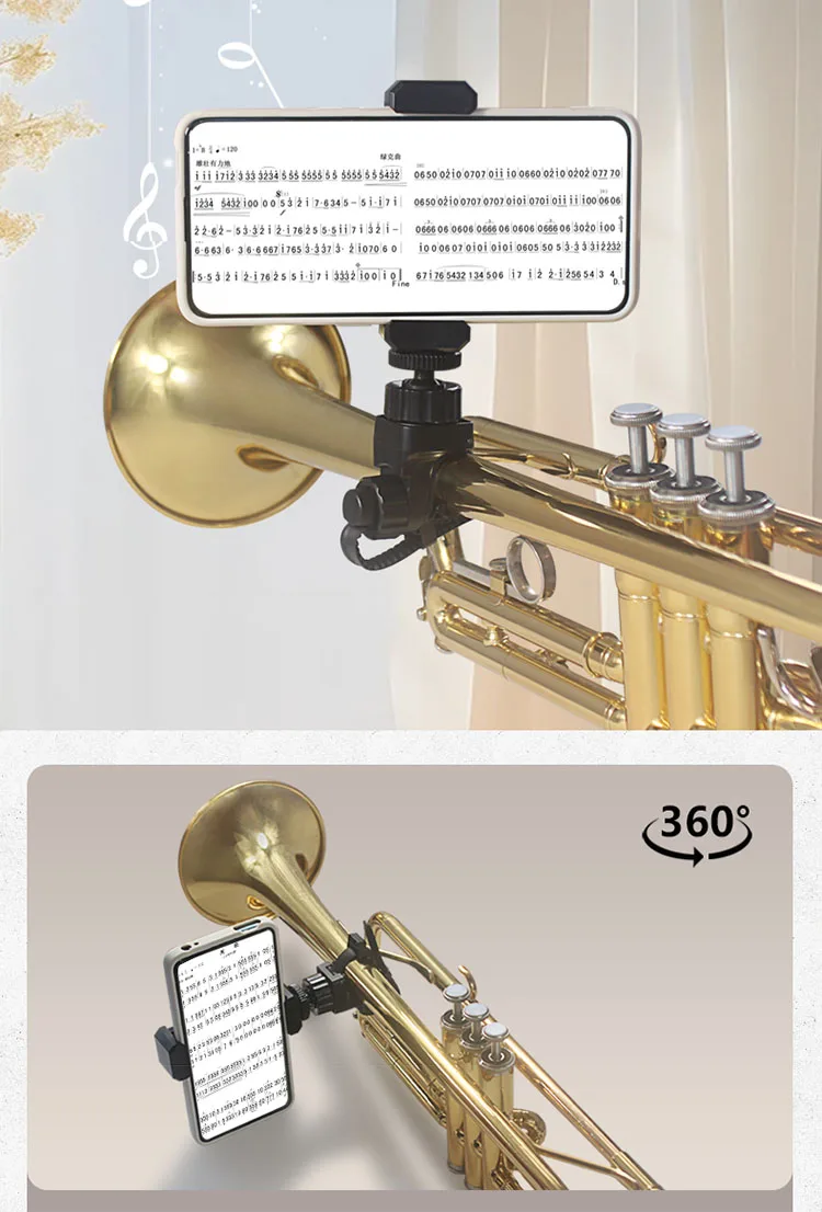 Parliky Verstelbare Trompet Telefoonhouder met Draaibare Clip Duurzame Muziekstandaard voor Trompet Cornet Trombone Klarinet Geschikt voor Smartphones Tablets voor Marsconcerten Parliky Verstelbare Trompet Telefoonhouder met Draaibare Clip Duurzame Muziekstandaard voor Trompet Cornet Trombone Klarinet Geschikt voor Smartphones Tablets voor Marsconcerten