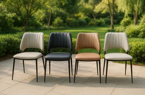 Apex Modern Ribbed Vegan Leather <b>Dining</b> <b>Chair</b> combines mid-century charm with contemporary durability for Home & Commercial use - Product Image 2