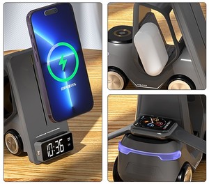 Cargador inalámbrico multifunción de 15W 5 en uno Cargador rápido con reloj de teléfono y auriculares con nueva forma de camión - Product Image 2