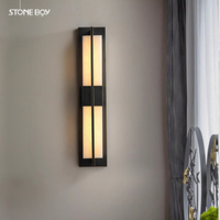 Nouvelle applique murale en cuivre de style chinois avec abat-jour en marbre pour salon, couloir, chambre et entrée - Ambiance orientale moderne