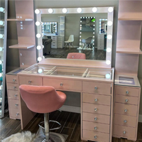 Coiffeuse Maquillage LED Éclairée avec Miroir - Style Européen et Américain, Idéale pour Mobilier de Chambre et Besoins Beauté