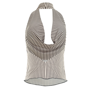 Viviblook Y26TP168 Débardeur d'été rayé pour femme, col bénitier, sans manches, dos nu, style halter - Product Image 5