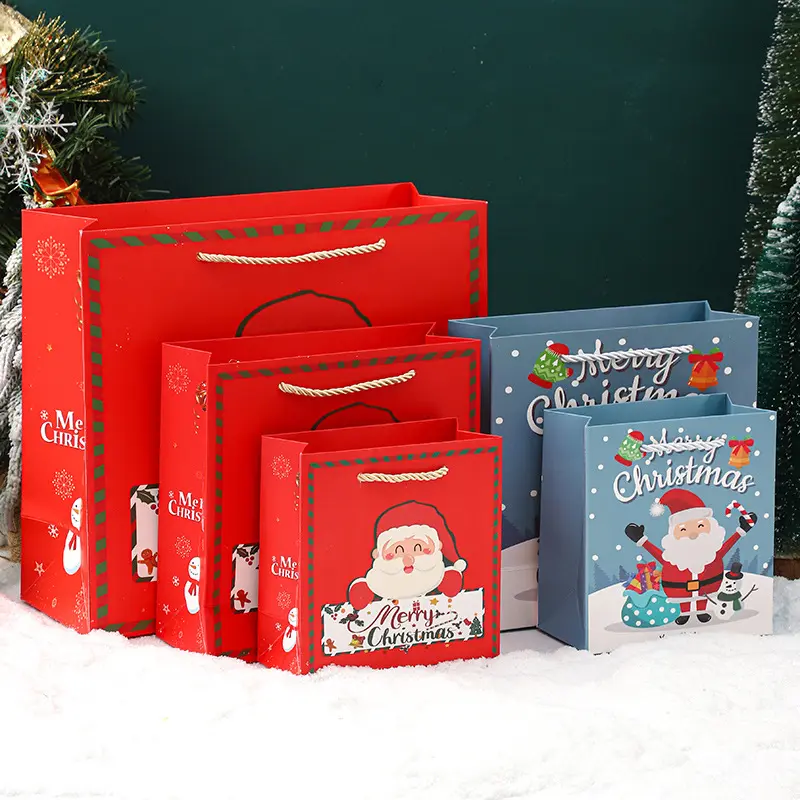 Gloednieuwe Custom Kerst Cadeau Papieren Zakken Met Handvat Jongens En Meisjes Kerst Snoepzakken Papieren Goody Bags