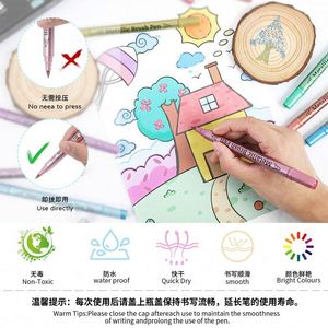Wholesale Dual Tip Metallic Brush <b>Pen</b> Glitter Graffiti 24 <b>Color</b> Acrylic Art Marker for Paper Card Stone Glass Ceramic Drawing - Product Image 2