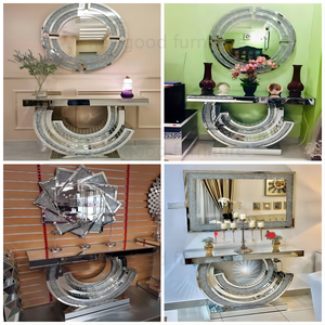 Customize Post-modern Simple <strong>Console</strong> <strong>Table</strong> with <strong>Round</strong> Mirror Cabinet Entrance Living Room Decorative Cabinet - Product Image 4