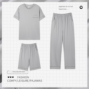 <span class=keywords><strong>Pigiama</strong></span> <span class=keywords><strong>3</strong></span> <span class=keywords><strong>pezzi</strong></span> Set <span class=keywords><strong>uomo</strong></span> Modal Casual Plus Size Home Wear t-shirt pantaloni Set da notte da <span class=keywords><strong>uomo</strong></span> - Product Image 4