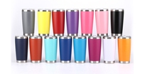 Vente en gros de tasses à café isothermes en acier inoxydable à double paroi avec revêtement en poudre, 20 oz et 30 oz, gobelets pour voiture avec couvercle coulissant