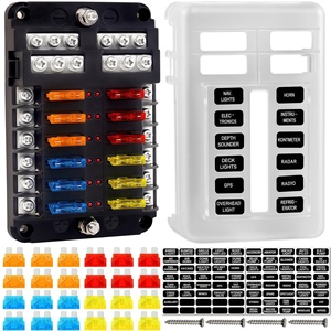Caja <span class=keywords><strong>de</strong></span> <span class=keywords><strong>Fusibles</strong></span> <span class=keywords><strong>de</strong></span> 12 Vías 12V/24V con Indicador LED, Bus Negativo y Cubierta Impermeable <span class=keywords><strong>para</strong></span> Auto, Camión, Marino y RV - Product Image 1