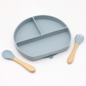 ตัวแบ่งอาหารซิลิโคนเกรดอาหารเด็ก,แรงดูดแข็งแรงสั่งปริมาณสั่งซื้อขั้นต่ำน้อยพร้อมชุดช้อนและส้อม - Product Image 4