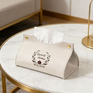 Boîte à mouchoirs en cuir avec logo gravé sur mesure - Porte-mouchoirs pour cuisine/maison/voiture, cadeau de nouvelle maison - Product Image 5