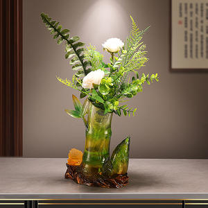 Portalápices esculpido artístico de resina epoxi, adorno de inserción de flores, decoración de entrada para sala de estar de la suerte, nuevo regalo para el hogar - Product Image 3