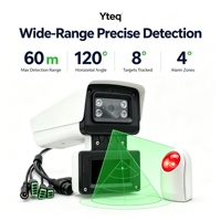 Système d'alarme anti-intrusion intelligent, surveillance de sécurité 60m, radar 60GHz, analyse vidéo, sirène stroboscopique 52dB, protection périmétrique IP66