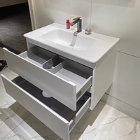 MEGA Set Aksesori Meja rias Hotel Modern Kamar Mandi lemari kayu terpasang di dinding cermin meja marmer desain sederhana MDF