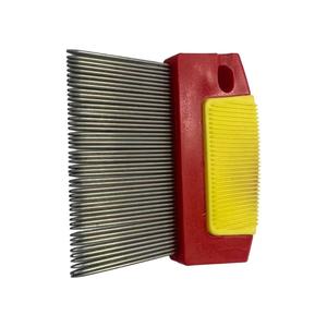 Peigne à puces et lentes pour animaux de compagnie (chats, chiots) avec manche long antidérapant en plastique et picots courts en acier inoxydable - Product Image 3