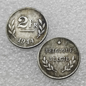 Monedas conmemorativas de estilo antiguo de Bélgica de 1944, 2 FRANCOS (2 Frank), de plata, hechas con error, regalos, decoración del hogar - Product Image 1