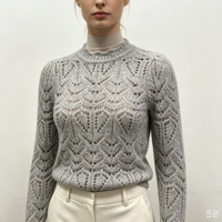 Pull en maille décontracté gris de haute qualité Ines Undefined, à manches longues, avec motif pointelle, OEM & ODM, vente en gros