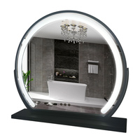 Miroir de maquillage compact rond personnalisé pour filles avec éclairage LED, miroir de présentation de maquillage avec lumière chromée