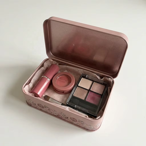 Boîte en métal rectangulaire personnalisée avec charnière pour emballage cosmétique, <span class=keywords><strong>palette</strong></span> de fards à paupières, blush, baume à lèvres avec insert - Product Image 2