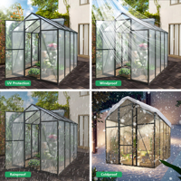 Kit de serre moderne en polycarbonate robuste avec structure en aluminium, installation rapide, ventilation de toit, grande surface, améliorée, écologique, résistante aux rongeurs et aux intempéries