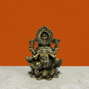 Nirmala Handicrafts Handcrafted Brass Ganesh <b>Statue</b> Wax Casting | Antique Finish Lord Ganesha Idol Rajasthan for Home Decor - Product Image 5