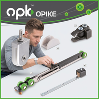 OPK Quincaillerie pour porte coulissante à suspension supérieure pour meuble vitré, avec amortisseur à fermeture douce et roulement à mouvement lent